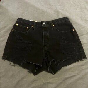 NWT Black Levi Distressed Denim Shorts